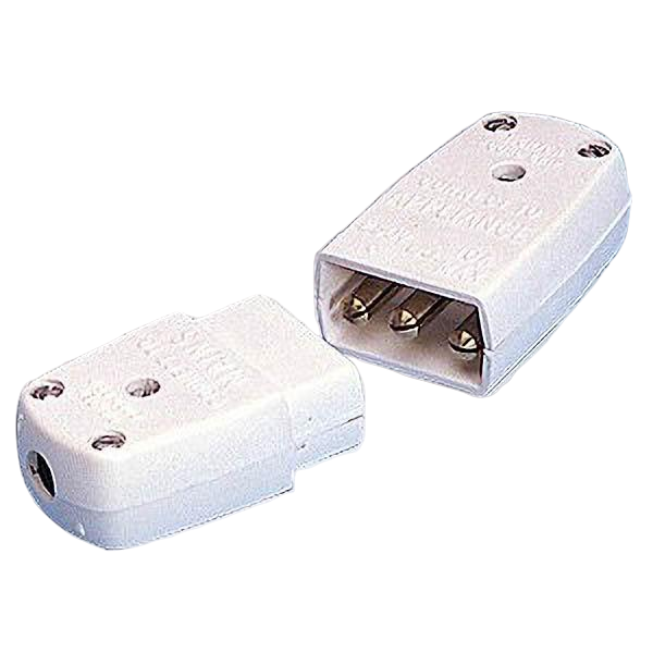 BG Electrical 452 White Nylon 3 Pin Shrouded NonReversible Flexible