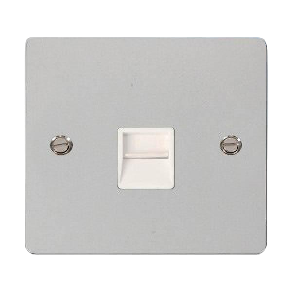 Click FPCH120WH Define Polished Chrome Flat Plate Single BT Master Telephone Socket With White