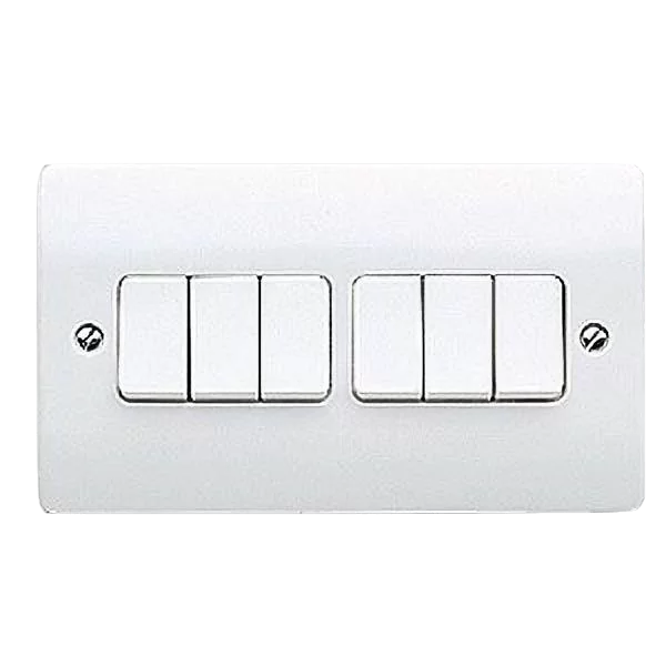 MK Electric White Rocker Light Switch, 2 Way, 2 Gang, Logic Plus