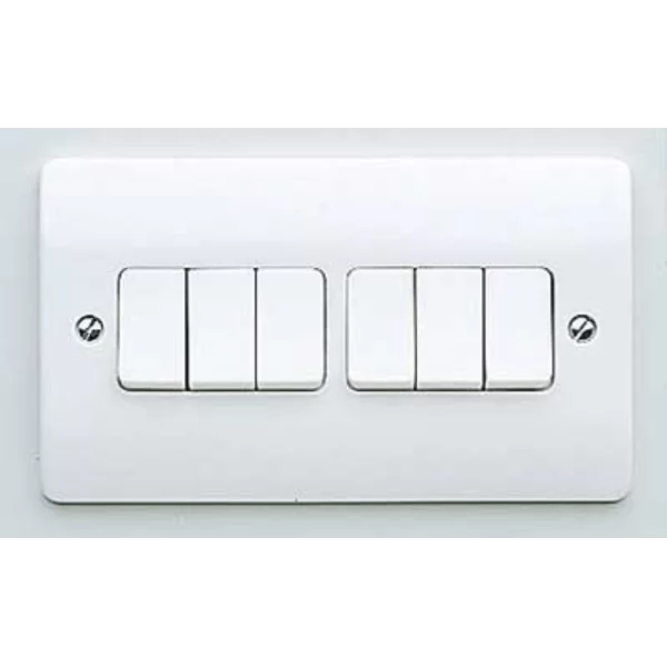 MK Electric K4879WHI Logic Plus White 6 Gang 2 Way Single Pole