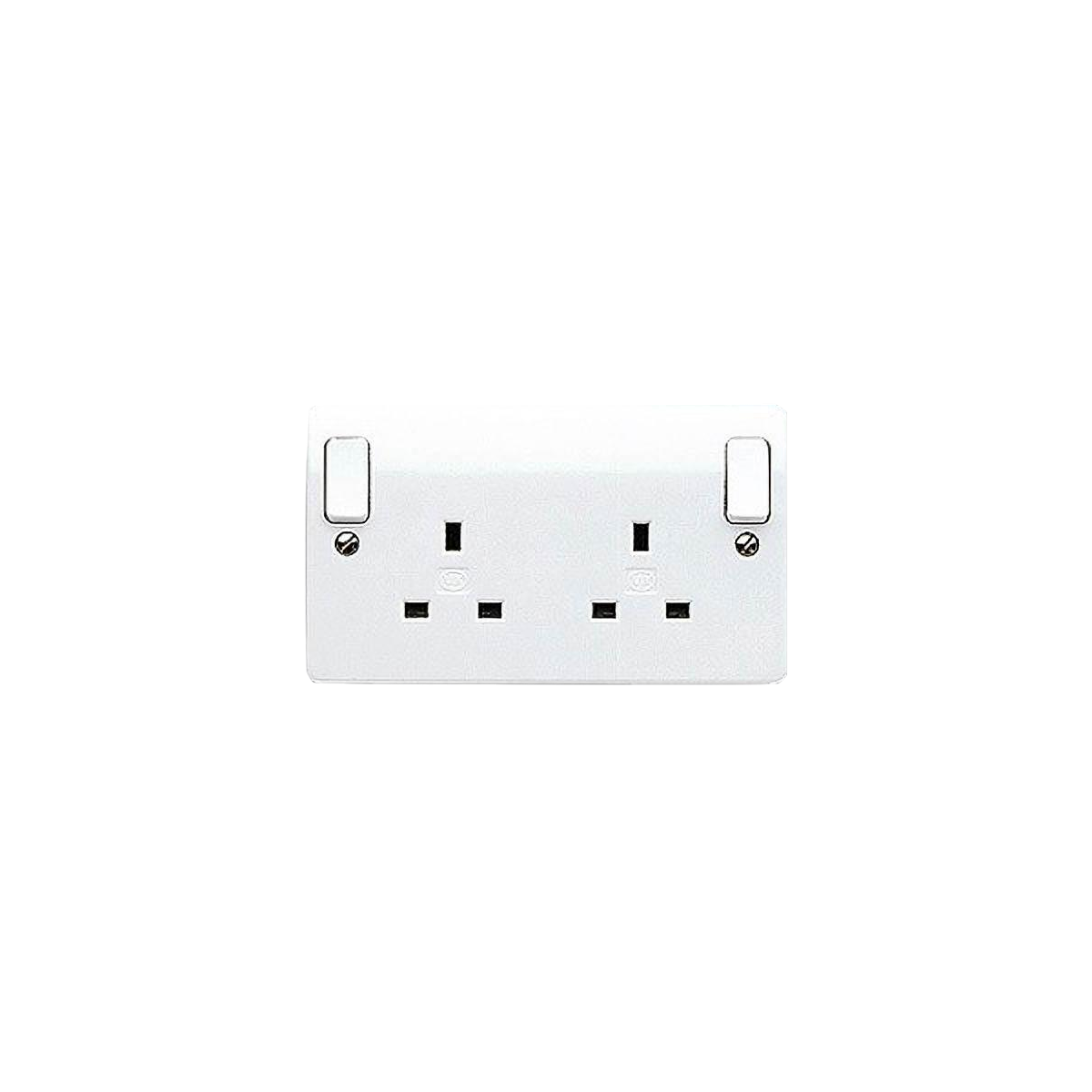 MK Electric K2746WHI Logic Plus White Moulded 2 Gang Double Pole Switchsocket With Outboard