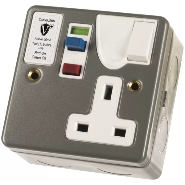 Timeguard RCD03MAVN Valiance Metalclad 1 Gang Non Latching RCD Socket 