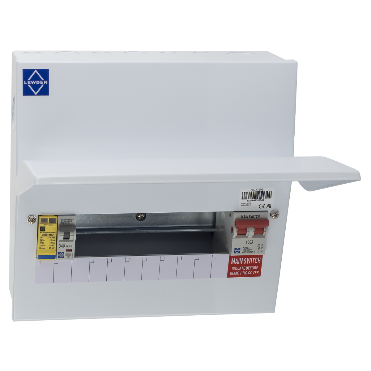 Lewden PRO-R21MS 19 Way Consumer Unit + Main Switch & SPD 100A - Shop4