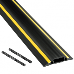 D-Line FC83H Medium Duty Black & Yellow Floor Cable Cover - 1.8m, 30x10mm Cavity c/w 2x connectors
