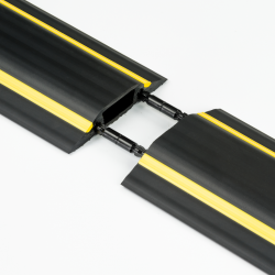 D-Line FC83H Medium Duty Black & Yellow Floor Cable Cover - 1.8m, 30x10mm Cavity c/w 2x connectors