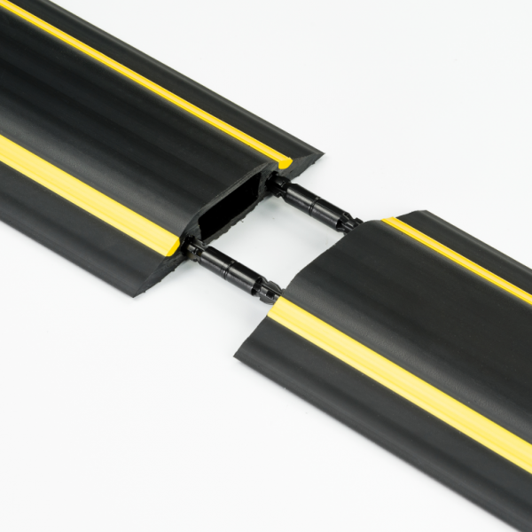 D-Line FC83H/9M Medium Duty Black & Yellow Floor Cable Cover - 9m, 30x10mm Cavity c/w 2x connectors.  Supplied Boxed