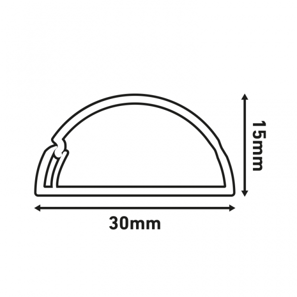 D-Line R3D3015W 3 Metre Loose Length 30x15 1/2 Round - White, Self Adhesive Mini Trunking