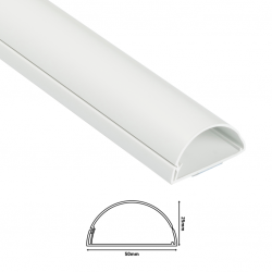 D-Line R5FT5025W 5Ft Loose Length 50x25mm 1/2 Round White Self Adhesive Mini Trunking