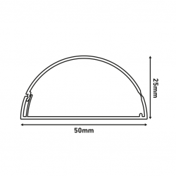 D-Line R5FT5025B 5Ft Loose Length 50x25mm 1/2 Round Black Self Adhesive Mini Trunking