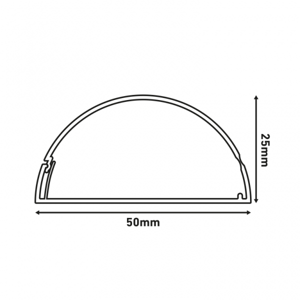 D-Line R5FT5025B 5Ft Loose Length 50x25mm 1/2 Round Black Self Adhesive Mini Trunking