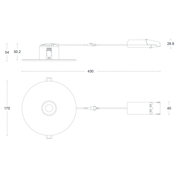 JCC Lighting JC1017/WH V50™ Pro Retrofit 170mm Fire-rated LED Downlight 7.5W IP65 3000/4000K White