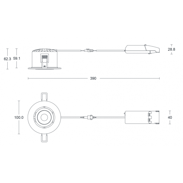 JCC Lighting JC1026/WH V50™ Pro Tilt Fire-rated LED Downlight 7.5W IP65 3000/4000K 600/650lm White