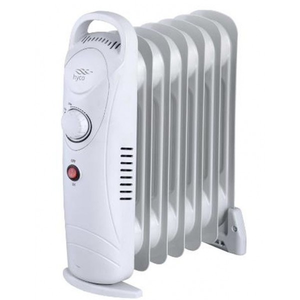 Hyco RAD07Y Riviera Oil Filled Portable Radiator With Adjustable Thermostatic Control 0.75kW IPX0