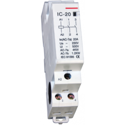Lewden IC20 20A Contactor 2 Pole N/O Din Rail Mounted 230V