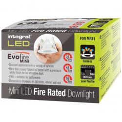 Integral LED EVOFIRE MINI Fire Rated Downlight 45MM Cutout IP65 White Round *NO LAMP HOLDER*