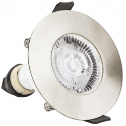 Integral LED EVOFIRE Fire Rated Downlight 70MM Cutout 4PACK IP65 Satin Nickel Round +GU10 HOLDER