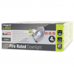 Integral LED EVOFIRE Fire Rated Downlight 70MM Cutout 4PACK IP65 Satin Nickel Round +GU10 HOLDER