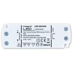 Integral LED Constant Voltage Driver 20W 12VDC IP20 NON-Dimmable 200-240V INPUT