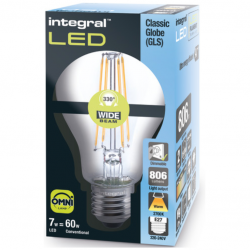 Integral LED OMNI Filament GLS Bulb E27 806LM 7.3W 2700K Dimmable 320 Beam Clear Full Glass