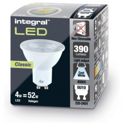 Integral LED GU10 Bulb 400LM 3.6W 2700K Dimmable 36 Beam