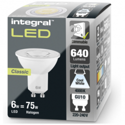 Integral LED GU10 Bulb 660LM 5.7W 4000K Dimmable 36 Beam