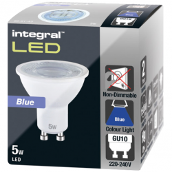 Integral LED GU10 Bulb 5W Blue NON-Dimmable 40 Beam