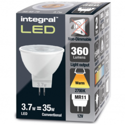 Integral LED MR11 GU4 Bulb 380LM 3.7W 2700K NON-Dimmable 36 Beam