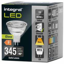 Integral LED Glass MR16 Bulb GU5.3 400LM 4.4W 2700K Dimmable 36 Beam