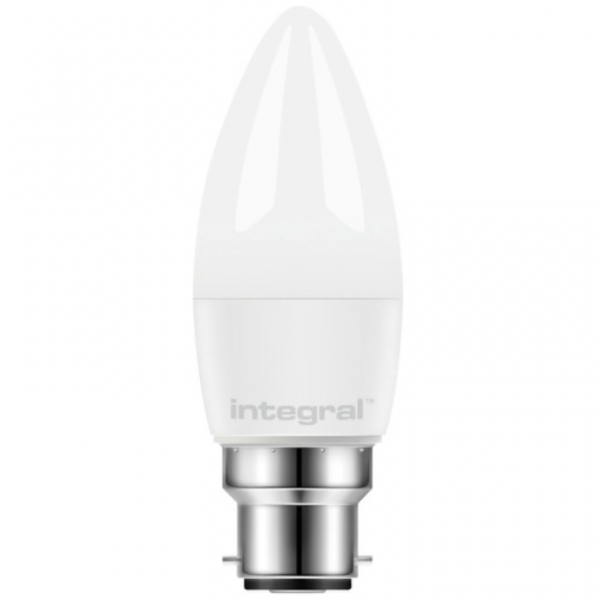 Integral LED Candle Bulb B22 470LM 4.9W 2700K NON-Dimmable 250 Beam Frosted