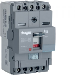 Hager HDA100U MCCB h3 x160 TM ADJ 3P3D 100A 18kA CTC
