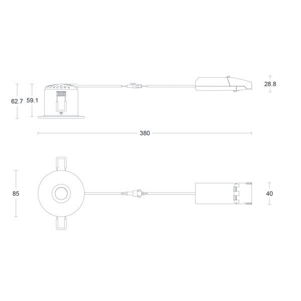 JCC Lighting JC1019/WH V50™ Pro Anti-glare Fire-rated LED Downlight 7.5W IP65 3000/4000K 600/650lm White