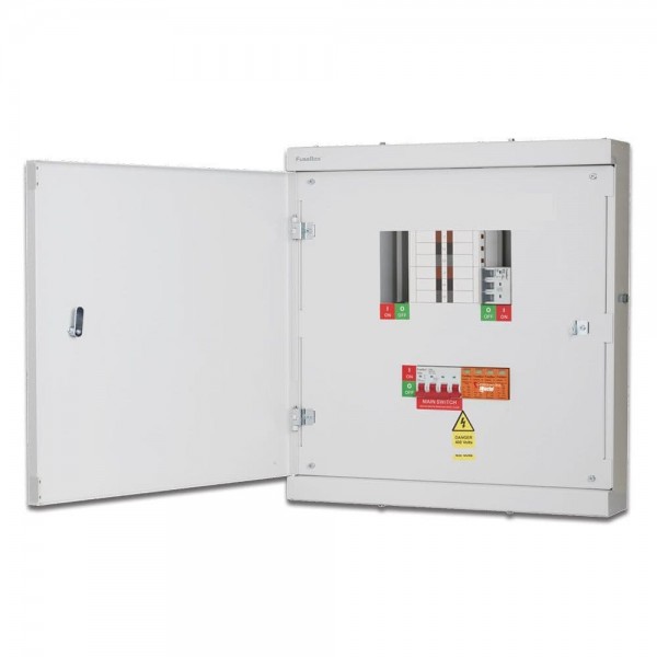 FuseBox TPN03FBX TPN Distribution Board with Main Switch & SPD 3 Way 125A