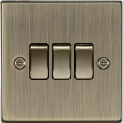 MLA Knightsbridge CS4AB 10AX 3G 2-way Plate Switch - Square Edge Antique Brass