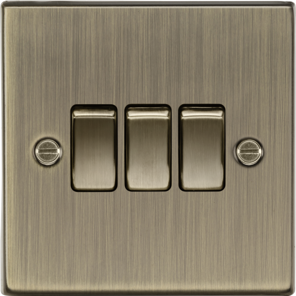 MLA Knightsbridge CS4AB 10AX 3G 2-way Plate Switch - Square Edge Antique Brass