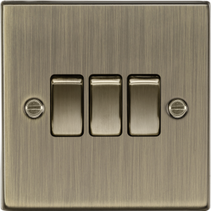 MLA Knightsbridge CS4AB 10AX 3G 2-way Plate Switch - Square Edge Antique Brass