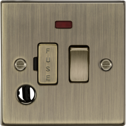 MLA Knightsbridge CS63FAB 13A Switched Fused Spur Unit with Neon & Flex Outlet - Antique Brass