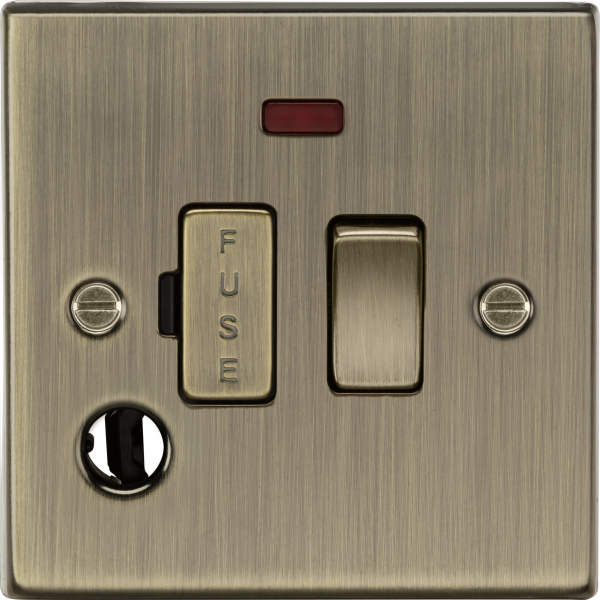 MLA Knightsbridge CS63FAB 13A Switched Fused Spur Unit with Neon & Flex Outlet - Antique Brass