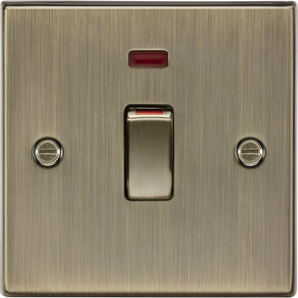 MLA Knightsbridge CS81MNAB 45A DP switch with neon (1G size) - Antique Brass