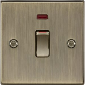 MLA Knightsbridge CS81MNAB 45A DP switch with neon (1G size) - Antique Brass