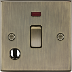 MLA Knightsbridge CS834FAB 20A 1G DP Switch with Neon & Flex Outlet - Antique Brass