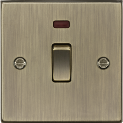 MLA Knightsbridge CS834NAB 20A 1G DP Switch with Neon - Antique Brass