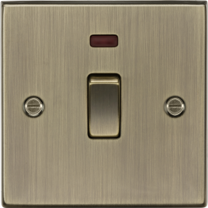 MLA Knightsbridge CS834NAB 20A 1G DP Switch with Neon - Antique Brass