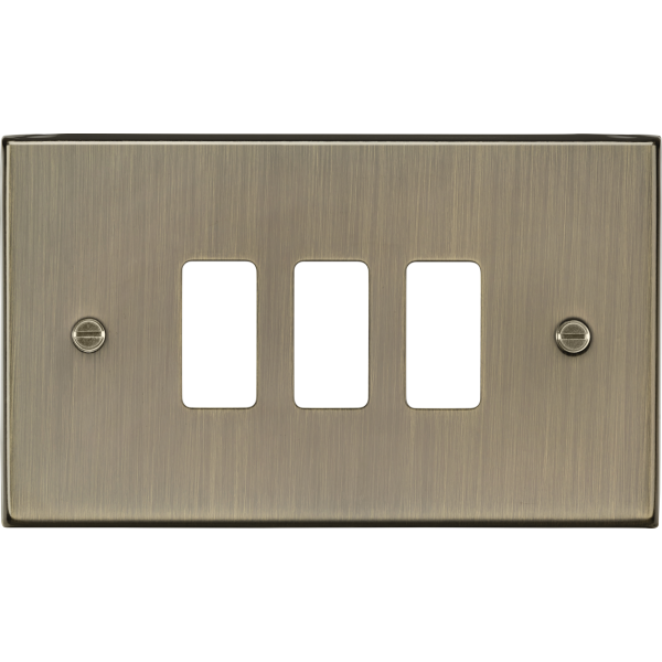 MLA Knightsbridge GDCS3AB 3G Grid Faceplate - Antique Brass