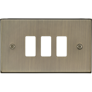 MLA Knightsbridge GDCS3AB 3G Grid Faceplate - Antique Brass