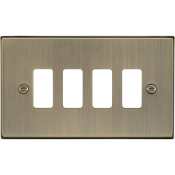 MLA Knightsbridge GDCS4AB 4G Grid Faceplate - Antique Brass