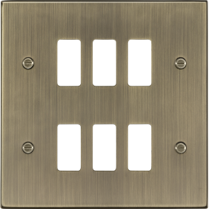 MLA Knightsbridge GDCS6AB 6G Grid Faceplate - Antique Brass