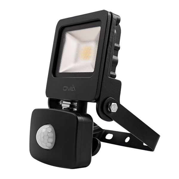 Ovia OV10110BKCWPIR 10W LED Floodlight 4000K Black IP65 PIR