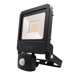 Ovia OV10130BKCWPIR 30W LED Floodlight 4000K Black IP65 PIR