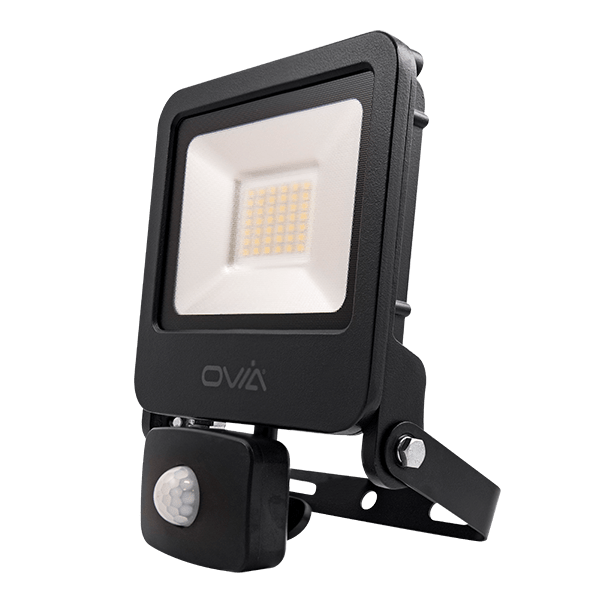 Ovia OV10130BKCWPIR 30W LED Floodlight 4000K Black IP65 PIR