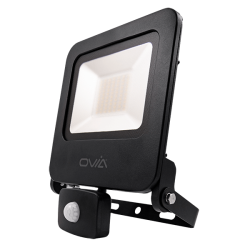 Ovia OV10150BKCWPIR 50W LED Floodlight 4000K Black IP65 PIR